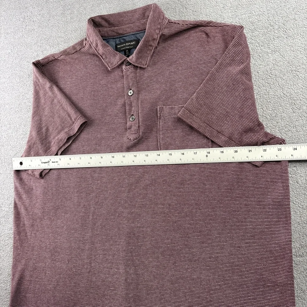 Banana Republic Polo Shirt‎ Mens XL Red & Cream Short Sleeve Wicking Pique